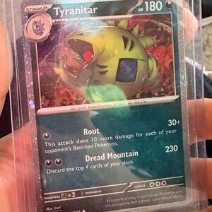 Pokemon Tyranitar Trading Card - Green and Red